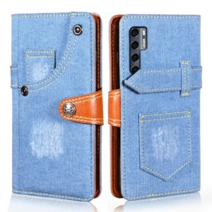 For TCL 20 Pro 5G Denim Horizontal Flip Leather Case with Holder & Card Slot & Wallet(Light Blue) (OEM)