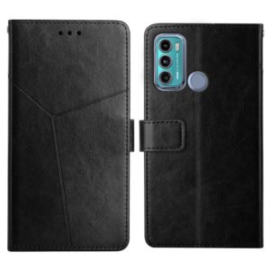 For Motorola Moto G40 / G60 Y Stitching Horizontal Flip Leather Phone Case with Holder & Card Slots & Wallet & Photo Frame(Black) (OEM)