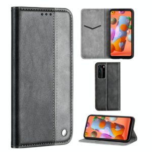 For Galaxy A11 Business Solid Color Stitching Multifunctional Horizontal Flip Leather Case with Bracket & Card Slots(Grey) (OEM)