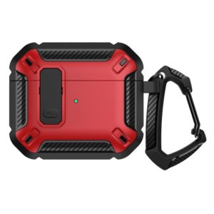 Shield Shockproof Earphone Protective Case with Hook For AirPods 3(Black Red) (OEM)