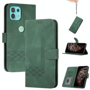 For Motorola Moto G50 5G Cubic Skin Feel Flip Leather Phone Case(Dark Green) (OEM)