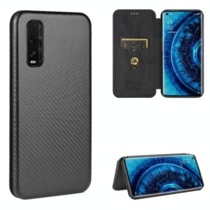 For OPPO Find X2 Carbon Fiber Texture Horizontal Flip TPU + PC + PU Leather Case with Card Slot(Black) (OEM)
