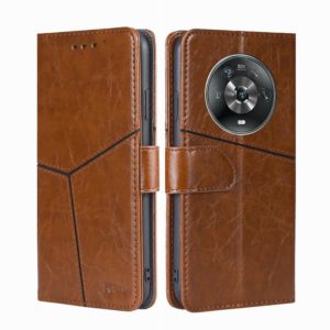 For Honor Magic4 Geometric Stitching Horizontal Flip Leather Phone Case(Light Brown) (OEM)