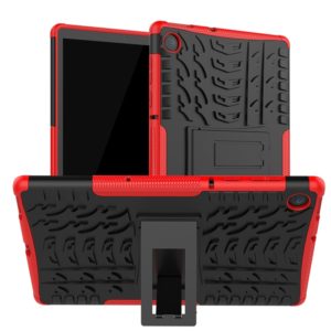 For Lenovo Tab M10 Plus TB-X606F Tire Texture Shockproof TPU+PC Protective Case with Holder(Red) (OEM)