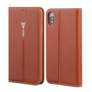 For iPhone XS / X GEBEI PU+TPU Horizontal Flip Protective Case with Holder & Card Slots(Brown) (GEBEI) (OEM)