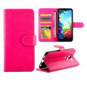 For LG K40S Crazy Horse Texture Leather Horizontal Flip Protective Case with Holder & Card Slots & Wallet & Photo Frame(Magenta) (OEM)