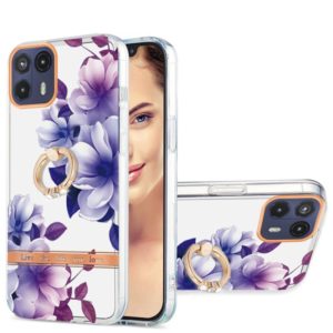 For Motorola Moto G50 5G Ring IMD Flowers TPU Phone Case(Purple Begonia) (OEM)