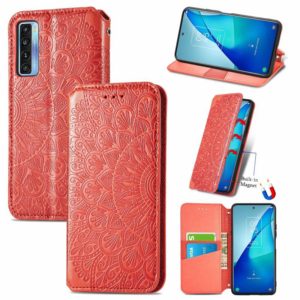 For TCL 20S Blooming Mandala Embossed Pattern Magnetic Horizontal Flip Leather Case with Holder & Card Slots & Wallet(Red) (OEM)