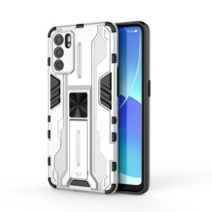 For OPPO Reno6 5G Supersonic PC + TPU Shock-proof Protective Case with Holder(Silver) (OEM)