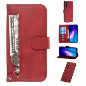 For Xiaomi Redmi Note 8 Fashion Calf Texture Zipper Horizontal Flip PU Leather Case, with Holder & Card Slots & Wallet(Red) (OEM)