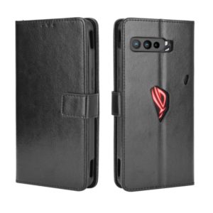 For Asus ROG Phone 3 ZS661KS Retro Crazy Horse Texture Horizontal Flip Leather Case , with Holder & Card Slots & Photo Frame(Black) (OEM)