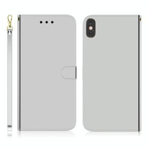 For iPhone XS Max Imitated Mirror Surface Horizontal Flip Leather Case with Holder & Card Slots & Wallet & Lanyard(Silver) (OEM)