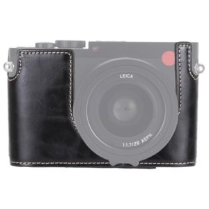 1/4 inch Thread PU Leather Camera Half Case Base for Leica Q (Typ 116)(Black) (OEM)