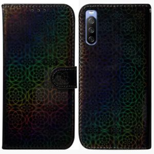 For Sony Xperia 10 III Colorful Magnetic Buckle Leather Phone Case(Black) (OEM)