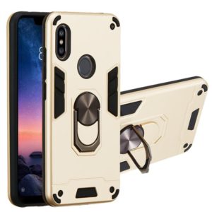 For Xiaomi Redmi Note 6 / Note 6 Pro 2 in 1 Armour Series PC + TPU Protective Case with Ring Holder(Gold) (OEM)