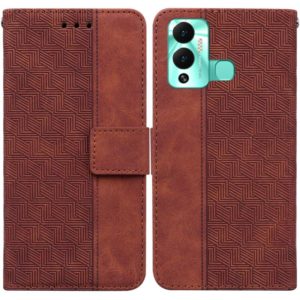 For Infinix Hot 12 Play Geometric Embossed Leather Phone Case(Brown) (OEM)