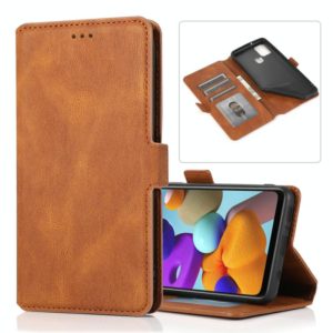 For Samsung Galaxy A21s Retro Magnetic Closing Clasp Horizontal Flip Leather Case with Holder & Card Slots & Photo Frame & Wallet(Brown) (OEM)