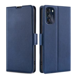 For Motorola Moto G 5G 2022 Ultra-thin Voltage Side Buckle Horizontal Flip Leather Phone Case(Blue) (OEM)