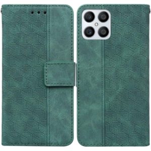 For Honor X8 Geometric Embossed Leather Phone Case(Green) (OEM)