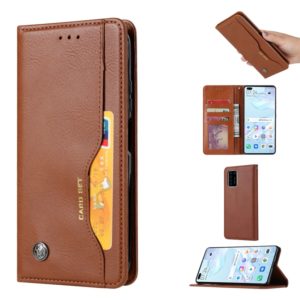 For Huawei P40 Pro Knead Skin Texture Horizontal Flip Leather Case with Photo Frame & Holder & Card Slots & Wallet(Brown) (OEM)