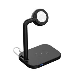 adj-984 2 in 1 Electromagnetic Induction Wireless Charger for Mobile Phones & Apple Watches & AirPods(Black) (OEM)
