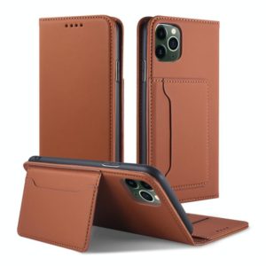 For iPhone 11 Pro Max Strong Magnetism Shockproof Horizontal Flip Liquid Feel Leather Case with Holder & Card Slots & Wallet(Brown) (OEM)