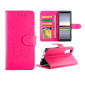 For Sony Xperia 5 Crazy Horse Texture Leather Horizontal Flip Protective Case with Holder & Card Slots & Wallet & Photo Frame(Magenta) (OEM)