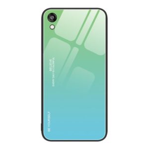 For Honor Play 3e Gradient Color Glass Phone Case(Green Cyan) (OEM)