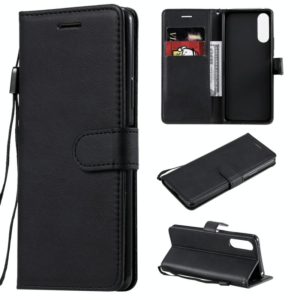 For Sony Xperia 10 II Solid Color Horizontal Flip Protective Leather Case with Holder & Card Slots & Wallet & Photo Frame & Lanyard(Black) (OEM)