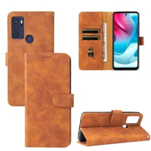 For Motorola Moto G60S Solid Color Skin Feel Magnetic Buckle Horizontal Flip PU Leather Case with Holder & Card Slots & Wallet(Brown) (OEM)