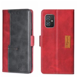 For Asus ZenFone 8 ZS590KS Contrast Color Side Buckle Leather Phone Case(Red + Black) (OEM)