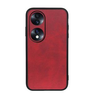 For Honor 70 Fine Hole Version Two-color Cowhide Texture PU Shockproof Phone Case(Red) (OEM)
