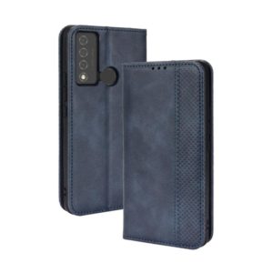 For TCL 20 XE Magnetic Buckle Retro Texture Leather Phone Case(Blue) (OEM)