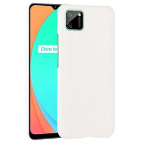 For Oppo Realme C11 Shockproof Crocodile Texture PC + PU Case(White) (OEM)