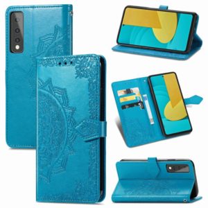 For LG Stylo 7 Mandala Flower Embossed Horizontal Flip Leather Case with Bracket / Card Slot / Wallet / Lanyard(Blue) (OEM)