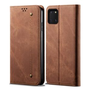 For Galaxy Note10 Lite / M60s / A81 Denim Texture Casual Style Horizontal Flip Leather Case with Holder & Card Slots & Wallet(Brown) (OEM)