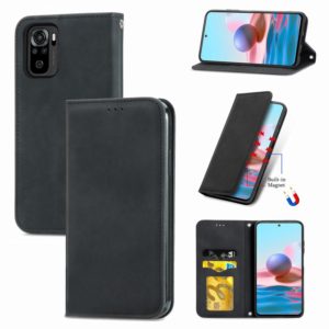 For Xiaomi Redmi Note 10 4G Retro Skin Feel Business Magnetic Horizontal Flip Leather Case with Holder & Card Slots & Wallet & Photo Frame(Black) (OEM)