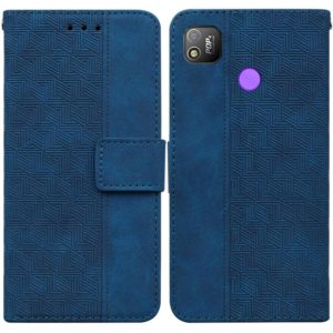 For Tecno Pop 4 Geometric Embossed Leather Phone Case(Blue) (OEM)