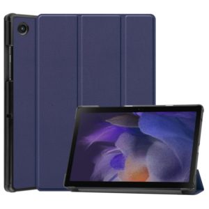 For Samsung Galaxy Tab A8 2021 Three-folding Holder Custer Texture Leather Tablet Case(Dark Blue) (OEM)