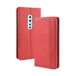 For Vivo V17 Pro Magnetic Buckle Retro Crazy Horse Texture Horizontal Flip Leather Case with Holder & Card Slots & Photo Frame(Red) (OEM)