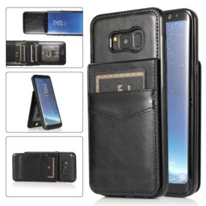 For Samsung Galaxy S8 Plus Solid Color PC + TPU Protective Case with Holder & Card Slots(Black) (OEM)