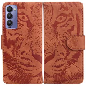 For Tecno Camon 18 / 18P Tiger Embossing Pattern Horizontal Flip Leather Phone Case(Brown) (OEM)