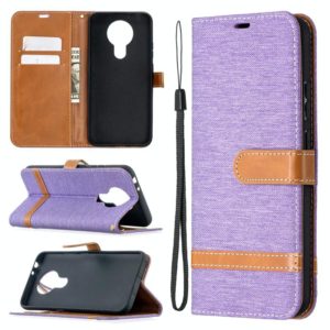 For Nokia 3.4 Color Matching Denim Texture Leather Case with Holder & Card Slots & Wallet & Lanyard(Purple) (OEM)