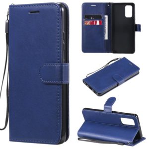 For Samsung Galaxy A32 4G Solid Color Horizontal Flip Protective Leather Case with Holder & Card Slots & Wallet & Photo Frame & Lanyard(Blue) (OEM)