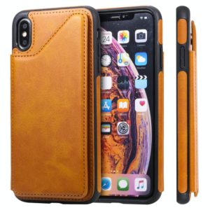 For iPhone XS Max Shockproof Calf Texture Protective Case with Holder & Card Slots & Frame(Brown) (OEM)