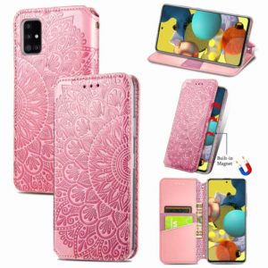 For Samsung Galaxy A71 Blooming Mandala Embossed Pattern Magnetic Horizontal Flip Leather Case with Holder & Card Slots & Wallet(Pink) (OEM)