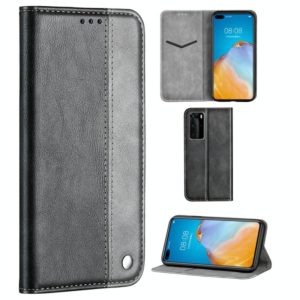 For Huawei P40 Pro Business Solid Color Stitching Multifunctional Horizontal Flip Leather Case with Bracket & Card Slots(Grey) (OEM)