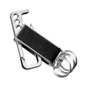 CS-012 3 PCS Lychee Pattern Leather Double Ring Corkscrew Keychain (OEM)