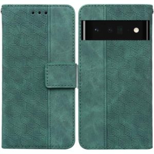 For Google Pixel 6 Pro Geometric Embossed Leather Phone Case(Green) (OEM)