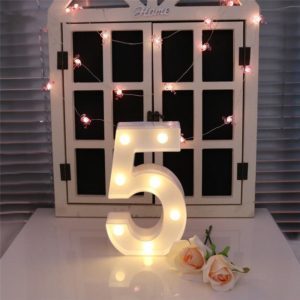 Digit 5 Shape Decoration Light, Dry Battery Powered Warm White Standing Hanging Holiday Light (OEM)
